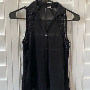 H&M divided black Mesh Top